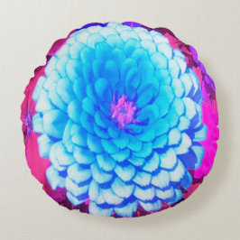 Cojín Redondo Zinnia azul bonito en el jardín de verano morado