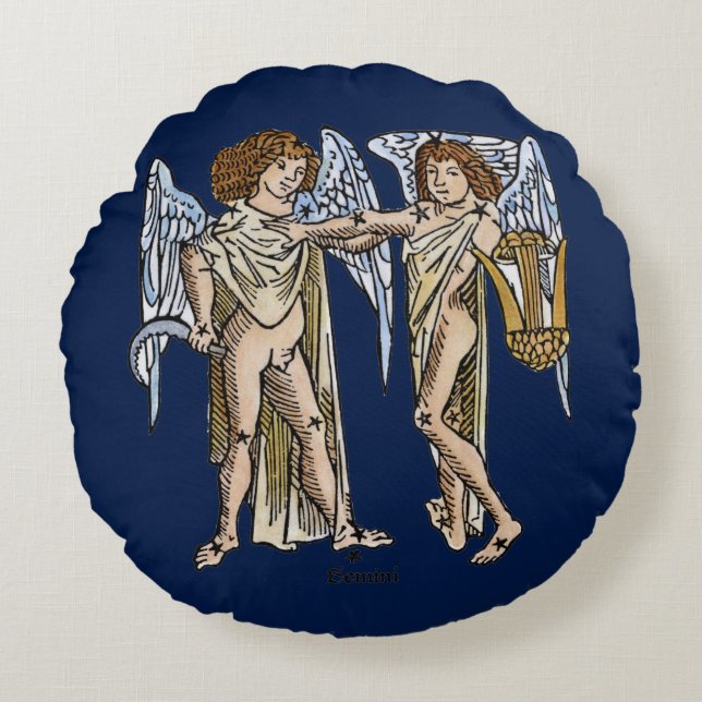 Cojín Redondo Zodiaco: Géminis, 1482 (Anverso)