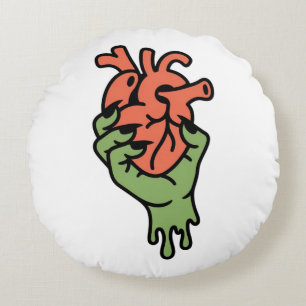Cojín Redondo Zombie Mano Holding Heart