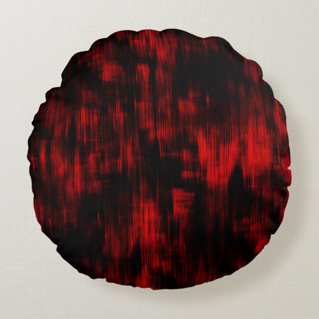 Cojín Redondo Zonas rasgadas en rojo brillante y negro (Anverso)