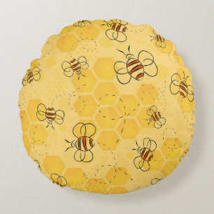 Cojín Redondo Zumbido de abeja Abejas miel Lindas 