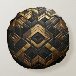 Cojín Redondo Zwart Goud Retro Kussen 