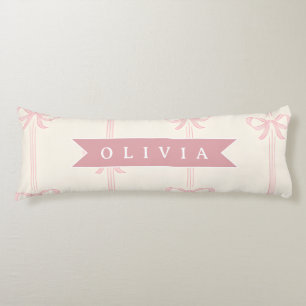 Cojín Regalo de nombre de lazo rosa personalizado Elegan