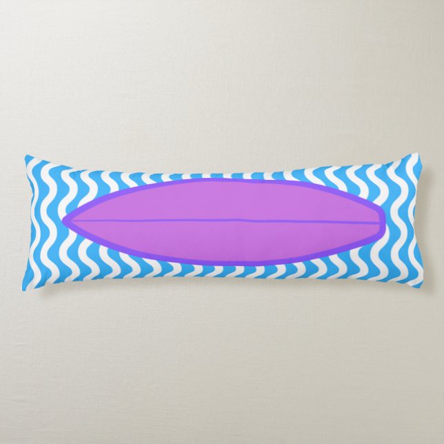 Cojín Relajante Magenta Blue Waves Surfing Body Pillow (Anverso)
