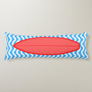 Cojín Relajante Waves Rojas Azul Rojo Surfing Body Pillo