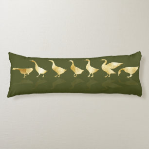 Cojín Relieve metalizado dorado divertido Geese Dark Sag