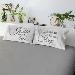 Cojín REST EN JESÚS Cita cristiana Funda de almohada gri