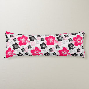 Cojín Resumen Blanco negro rojo floral