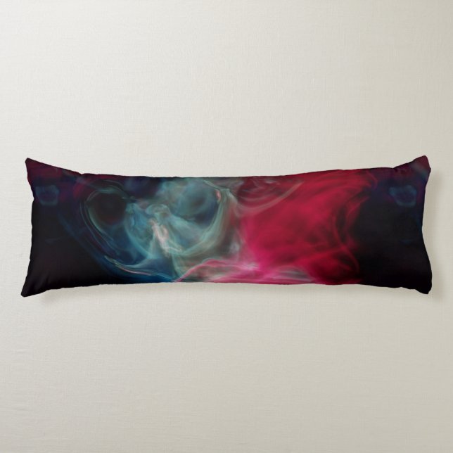 Cojín resumen de humo rosa y azul (Anverso)