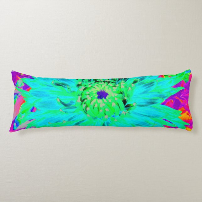 Cojín Resumen de la flor de Dahlia decorativa de Aqua (Anverso)