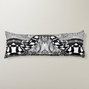 Cojín Resumen de la maraña en blanco y negro