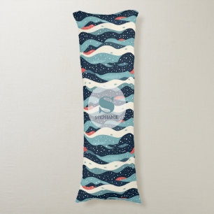 Cojín Resumen de líneas onduladas con puntos de copo de 