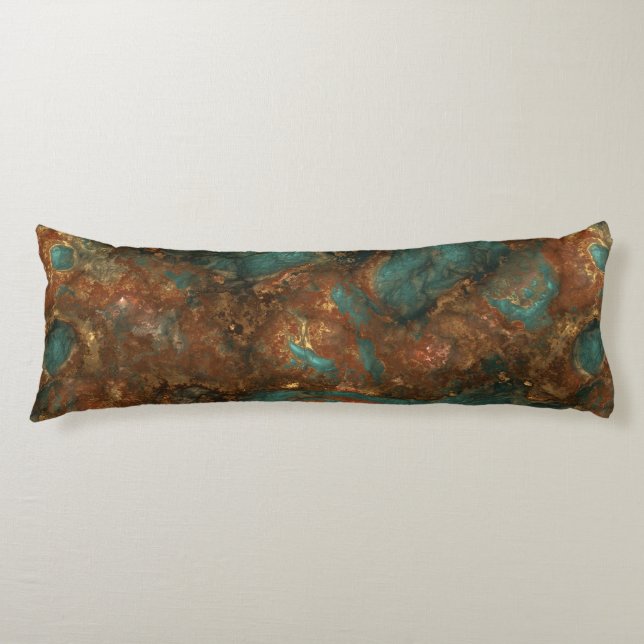 Cojín Resumen de Piedra de cobre y turquesa (Anverso)