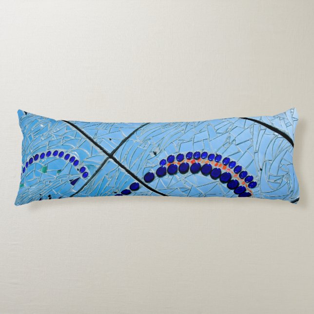 Cojín Resumen Mosaico Espejo Azul (Anverso)