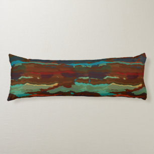 Cojín Resumen turquesa, rojizo y azul