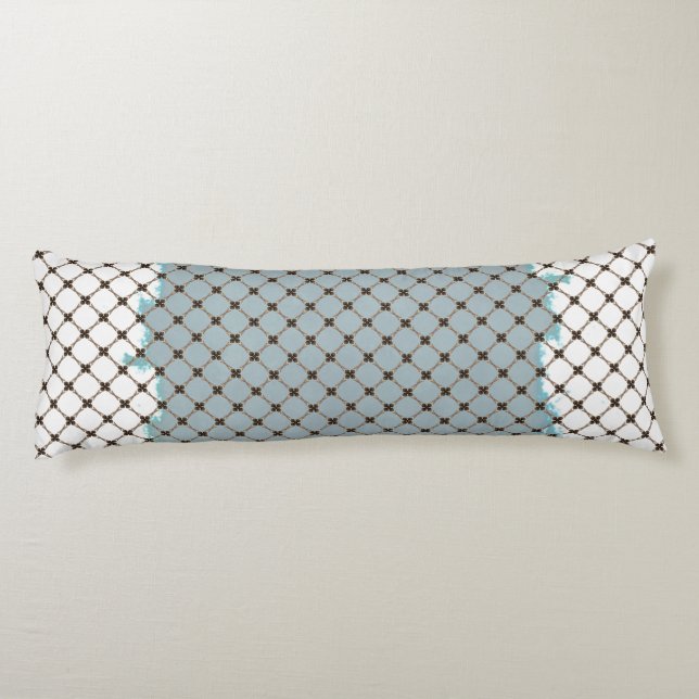 Cojín Resumen Verde azulado, blanco, patrón de bronce (Reverso)