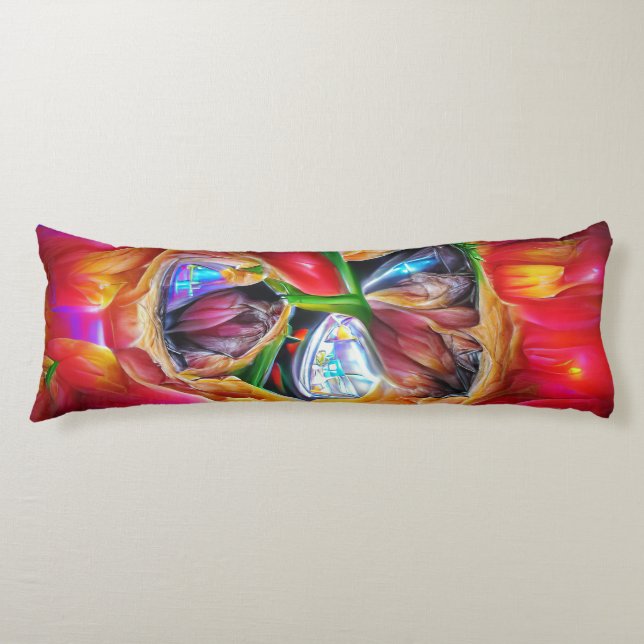 Cojín Resumen vibrante Reflexiones tulipanas (Anverso)