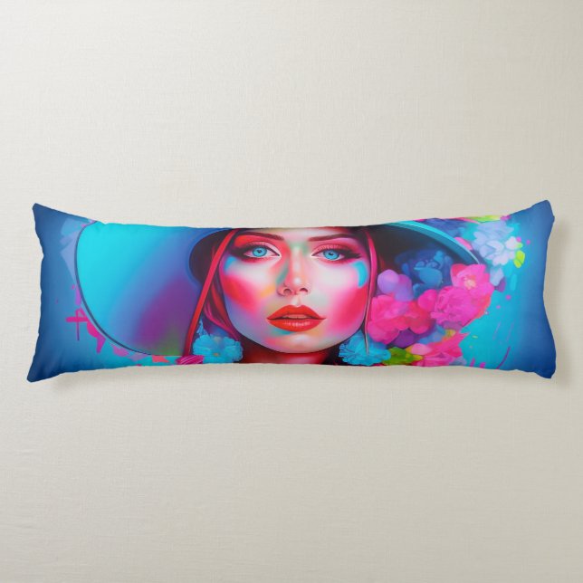 Cojín Retrato floral de Neon Fantasy (Anverso)