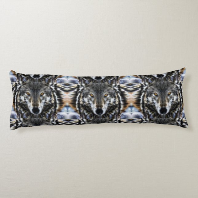 Cojín Retrato inspirador del lobo salvaje (Reverso)