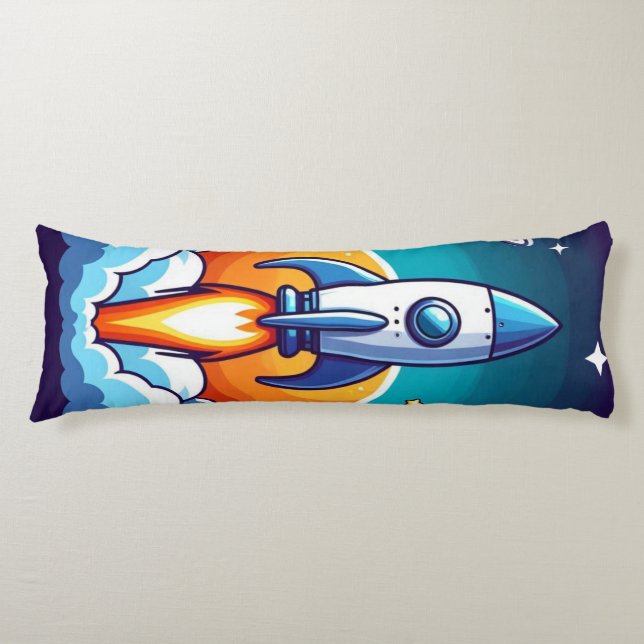 Cojín Retro, cohete espacial exterior (Anverso)