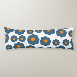 Cojín Retro floral azul y Naranja caprichoso, alegre