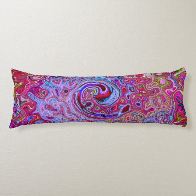 Cojín Retro Groovy Resumen Lavender y Mágenta Swirl (Anverso)