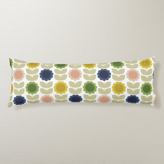 Cojín Retro Groovy Summer Flowers Stems (Anverso)