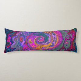 Cojín Retro Magenta, Green and Orange Abstract Swirl