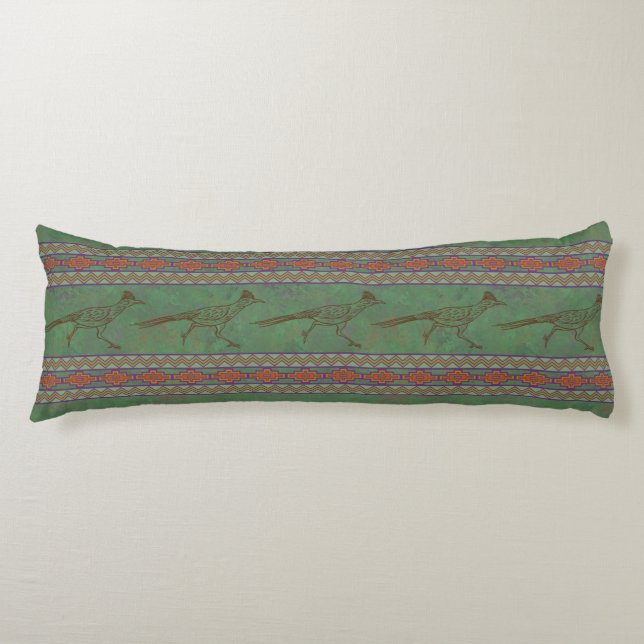 Cojín Roadrunner Sagebrush Pillow del cuerpo verde del s (Anverso)