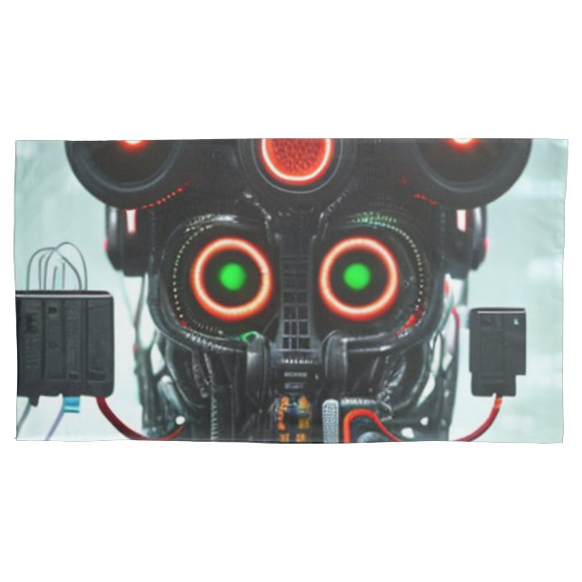 Cojín Robot 3 funda de almohada gris king (Anverso)