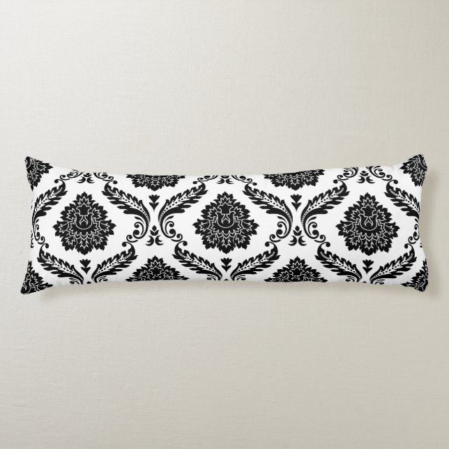 Cojín Rococo Damask Lg Pattern Black on White (Anverso)