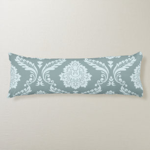 Cojín Rococo Damask Patrón Grande Huevo de Pato Azul+Ver