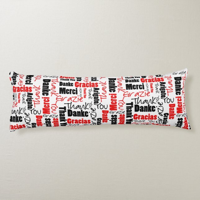 Cojín Rojo y negro GRACIAS Nube de palabras (Reverso)