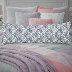 Cojín Romántica Toile de Jouy Floral Damask Azul Francés