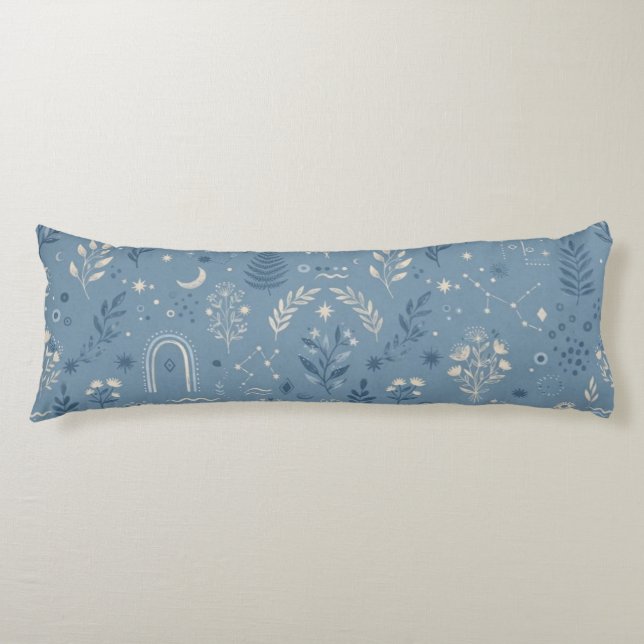 Cojín Ropa de cama azul polvoriento botánico celestial b (Anverso)