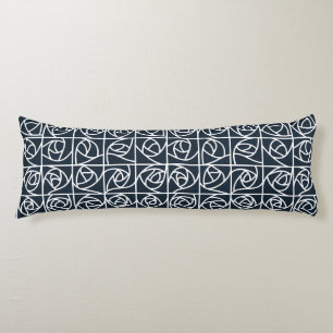 Cojín Rosa Art Deco Cuadrados estilizados azul marino fl