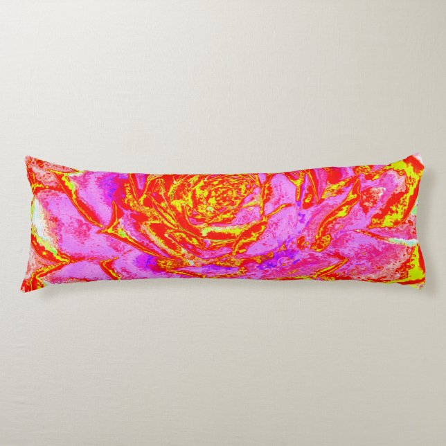 Cojín Rosa caliente, rojo y amarillo suculento rosette s (Anverso)