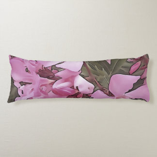 Cojín Rosa de Oleander Rosa Laurel Arte Contorno Negro