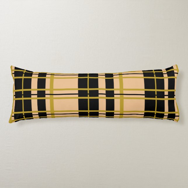 Cojín Rosa de oro negro a rayas (Anverso)