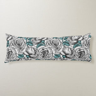 Cojín Rosas blancas con hojas azules