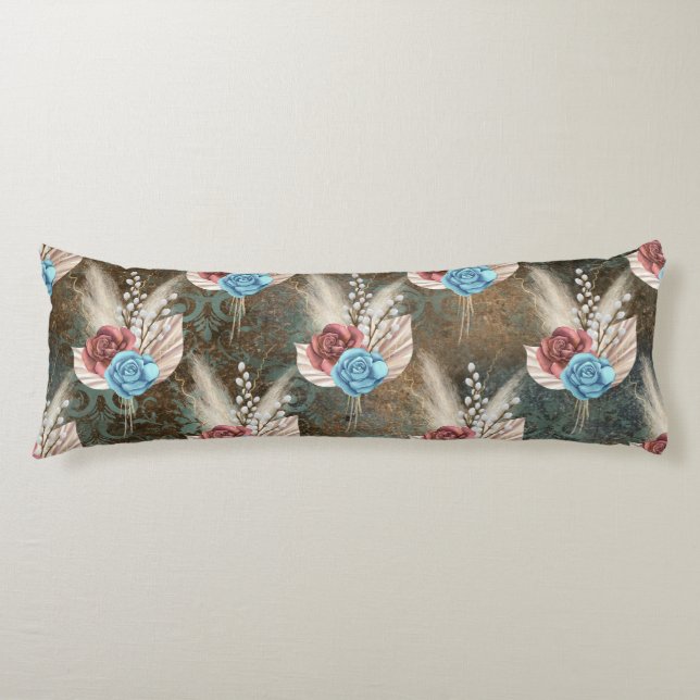 Cojín Rosas en un fondo de Fleur De Lis (Anverso)