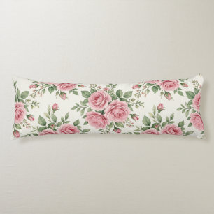 Cojín Rosas Vintage en Acuarela Rosa Floral Sin Costuras