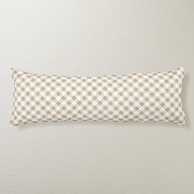 Cojín Rustic Neutral Beige Gingham Plaid (Anverso)