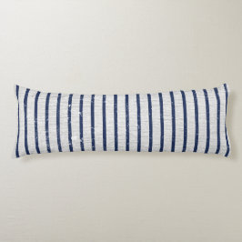 Cojín Rústico Gris Linen & Navy Blue Stripes Pattern