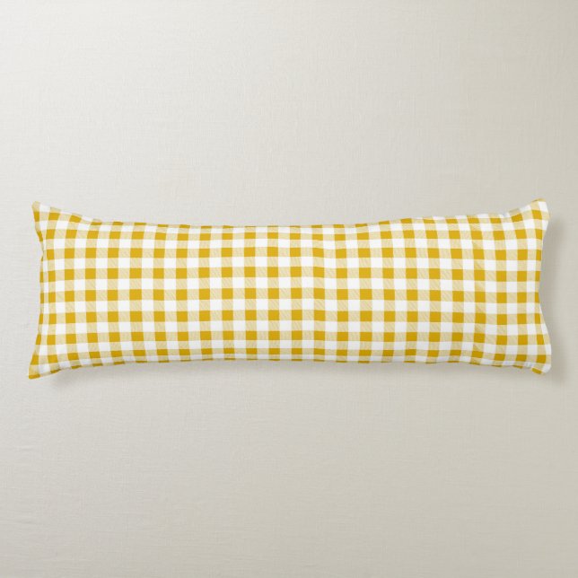 Cojín Rústico Mustard Yellow Gingham Plaid (Anverso)