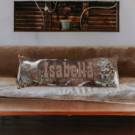 Cojín Rústico nombre de cuero marrón Piel de vaca occide