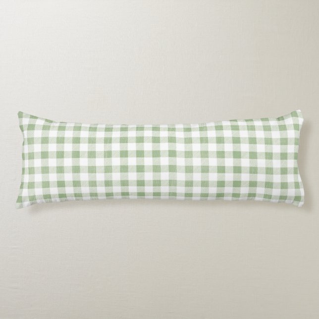 Cojín Sage natural ruso Gingham Plaid (Anverso)