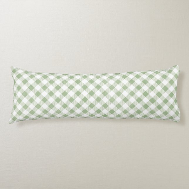 Cojín Sage natural ruso Gingham Plaid (Anverso)
