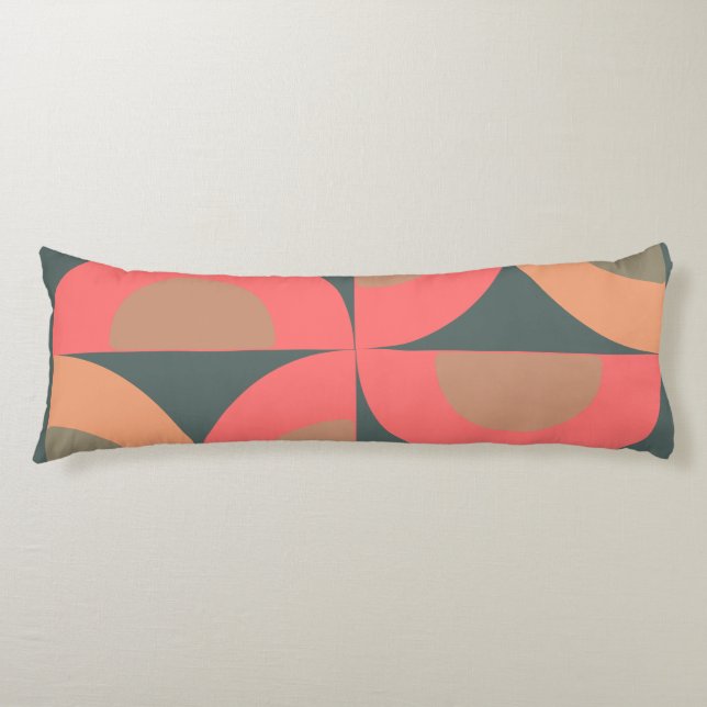 Cojín Salmón y oliva modernos de mediados del siglo XX (Anverso)