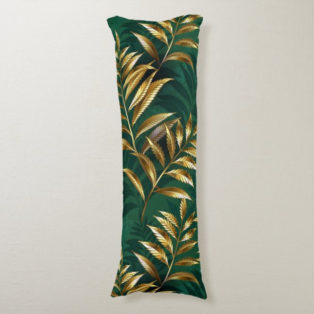 Cojín Seamless pattern with golden ferns (Frente vertical)